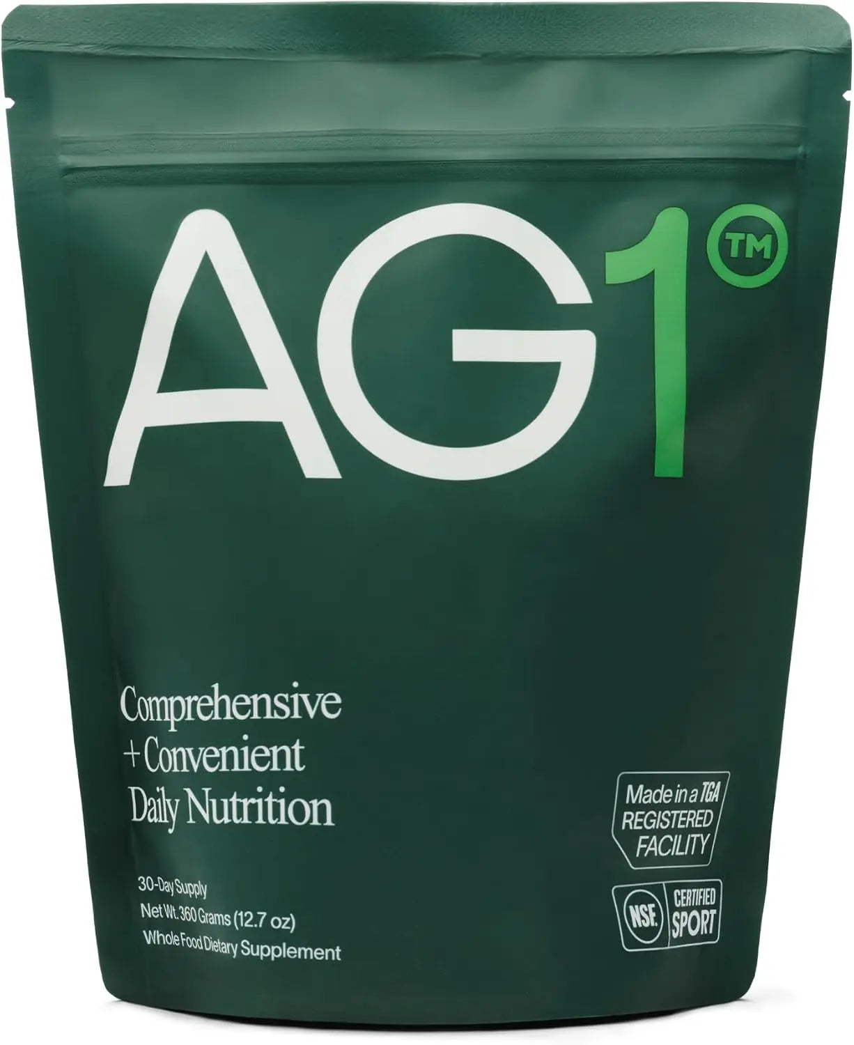 AG1 Daily Nutrition. Athletic greens superfood powder with adaptogens blend for health and wellness.