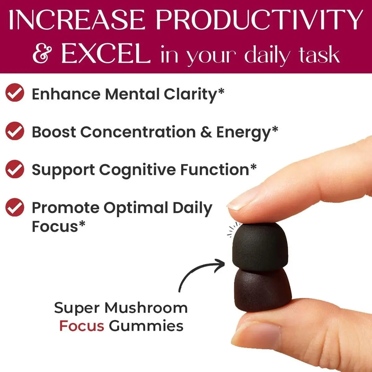 Auri Super mushroom focus gummies designed to enhance mental focus, memory, energy and cognitive function.