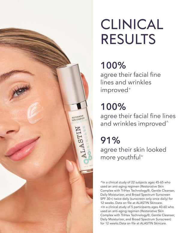 ALASTIN skincare product with clinical results text on a white background