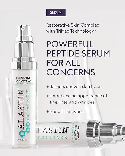 Alastin Skincare serum with text on a white background