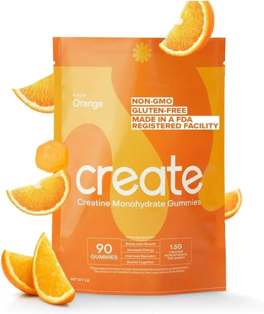 Creatine Monohydrate Orange Flavor Muscle Fuel Gummies - EA for tasty pre-workout boost.