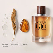 Giorgio Armani Acqua di Giò Absolu perfume bottle with natural elements on a light background