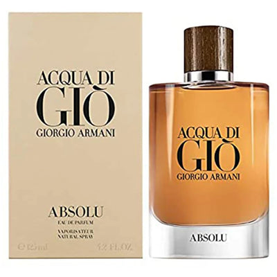 Giorgio Armani Acqua di Gio Absolu perfume bottle and packaging on a white background