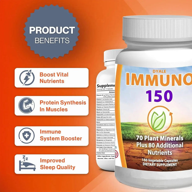 Immuno_150 immune support supplement routine with omega 3 6 9 EFAs and herbal nutrients.
