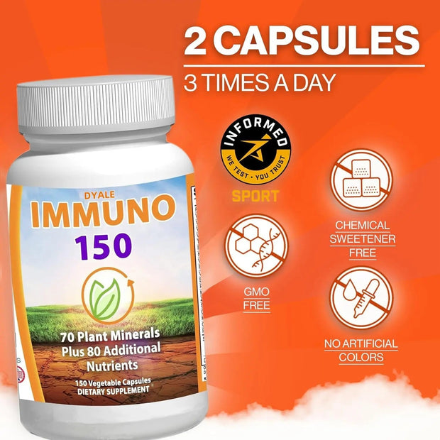 IMMUNO150 capsules High potency multivitamin immune support supplement natural health nutrients.