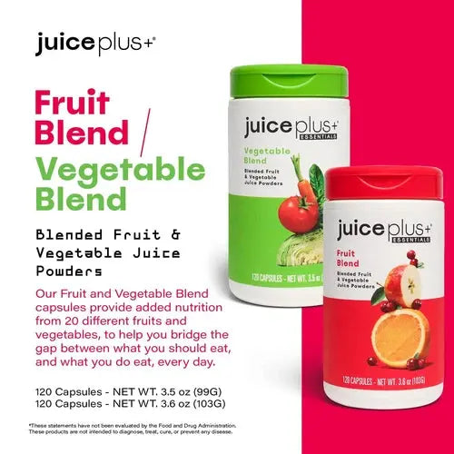 Juice Plus+ Fruit & Vegetable Blend 20+ nutrients for immune support antioxidant-rich health.