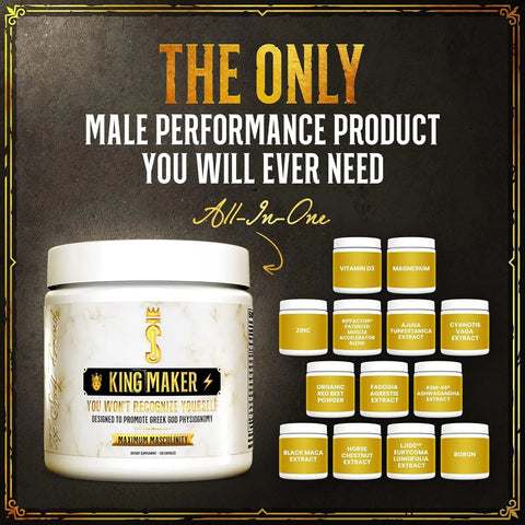 The Only male performance Vitamins featuring King Supplement men's wellness nutrition.