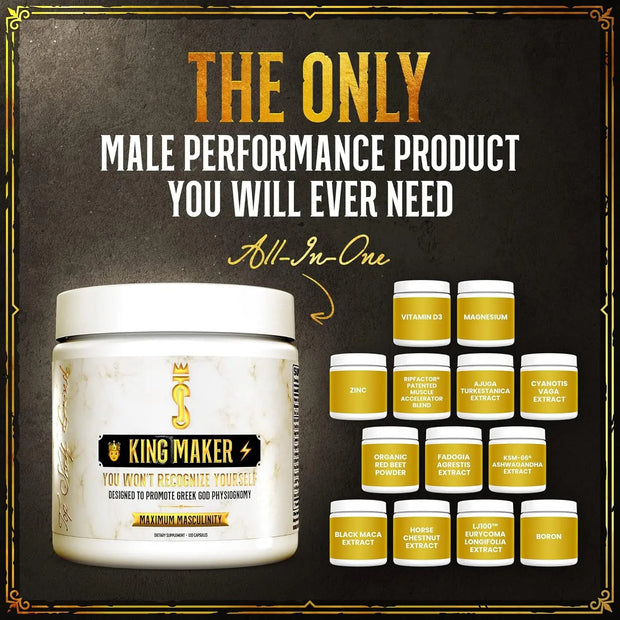 The Only male performance Vitamins featuring King Supplement men's wellness nutrition.