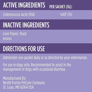 Product label with active and inactive ingredients, directions for use, and manufacturer information on a purple background.