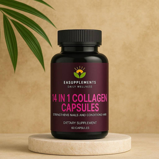 14-in-1 Collagen Supplements for Skin & Hair support skin elasticity, youthful appearance boost.